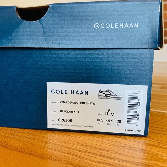 COPY - Cole Haan Men's Grand Evolution Wingtip SHRTW- Black Size 11.5 - Picture 2 of 16
